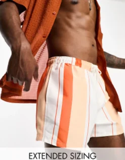 Swimwear*DESIGN Swim Shorts In Short Length In Stripe Multi