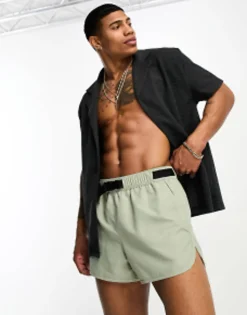 Swimwear*DESIGN Swim Shorts In Short Length In Light Green Desert Sage