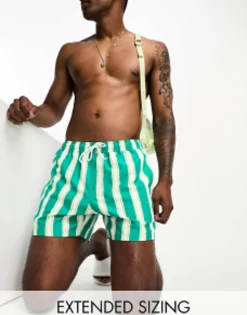 Swimwear*DESIGN Swim Shorts In Short Length In Stripe Multi
