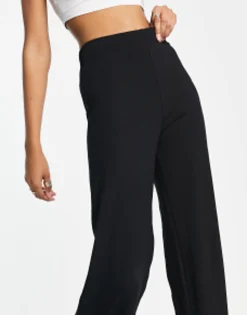 Tall*Tall Design Basic Wide Leg Jersey Trouser In Black