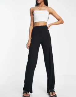 Tall*Tall Design Basic Wide Leg Jersey Trouser In Black