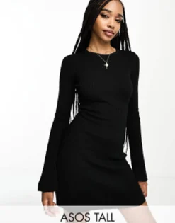 Tall*Tall Design Fit And Flare Mini Dress In Black