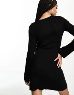 Tall*Tall Design Fit And Flare Mini Dress In Black