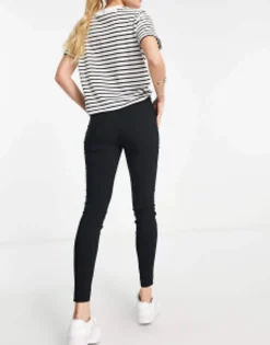 Tall*DESIGN Tall High Waist Trousers Skinny Fit In Black