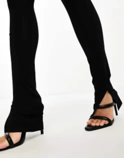 Tall*Tall Design Legging With Side Split In Black