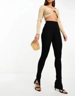Tall*Tall Design Legging With Side Split In Black