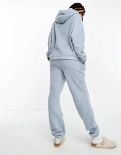 Tall*Tall Design Lounge Borg Hoodie & Jogger Set In Blue