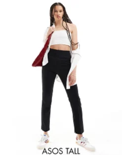 Tall*DESIGN Tall Slim Skim Cigarette Trouser In Black