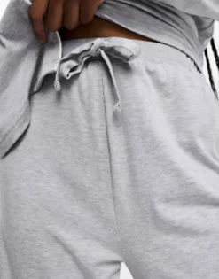 Tall*Tall Design Soft Jersey Long Sleeve Shirt & Trouser Pyjama Set With Contrast Piping In Grey Marl