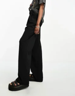 Tall*DESIGN Tall Wide Leg Trouser In Black