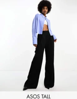 Tall*DESIGN Tall Wide Leg Trouser In Black