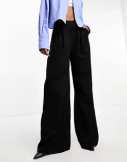 Tall*DESIGN Tall Wide Leg Trouser In Black