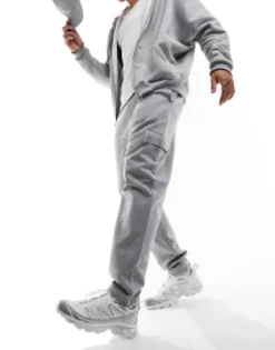 Tracksuits*DESIGN Tapered Cargo Joggers With Toggle In Grey Marl