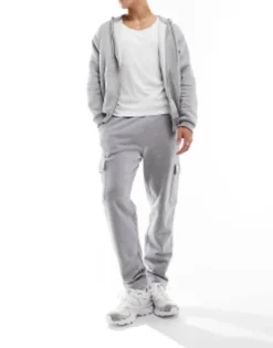 Tracksuits*DESIGN Tapered Cargo Joggers With Toggle In Grey Marl