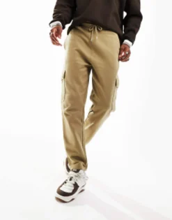 Tracksuits*DESIGN Tapered Cargo Joggers With Toggle In Beige Elmwood