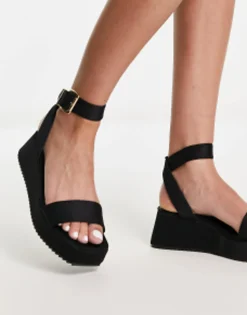 Flat Sandals*DESIGN Tati Flatform Sandals In Black