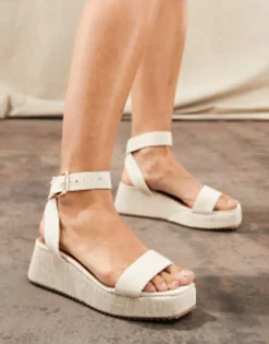 Flat Sandals*DESIGN Tati Flatform Sandals In Natural Fabrication