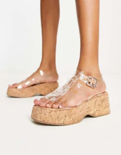 Flat Sandals*DESIGN Terra Fisherman Flatform Sandals In Clear Clear/Cork