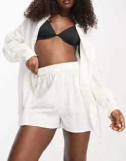 Shirts*DESIGN Textured Beach Co Ord In White