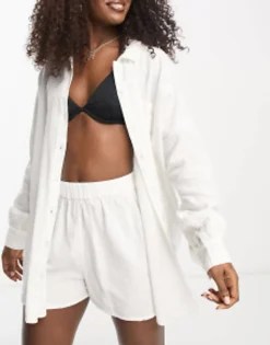 Shirts*DESIGN Textured Beach Co Ord In White
