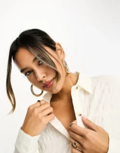 Shirts*DESIGN Textured Relaxed Button Through Shirt In White