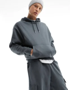 Tracksuits*DESIGN Tracksuit With Oversized Hoodie And Relaxed Joggers In Charcoal Dark Shadow