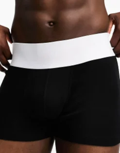 Underwear*DESIGN Trunks In With Contrast White Waistband Black