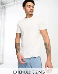 Tall*DESIGN T-Shirt With Crew Neck In White