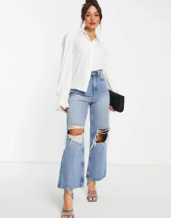 Shirts*DESIGN Volume Sleeved Soft Shirt With Ruffle Cuffs In Ivory