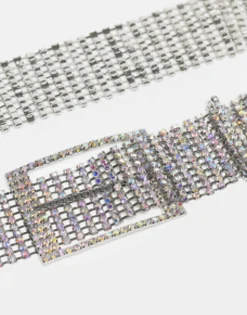 Belts*DESIGN Waist And Hip Embellished Crystal Belt Silver