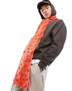 Scarves*DESIGN Warped Scarf In Warm Knit Orange