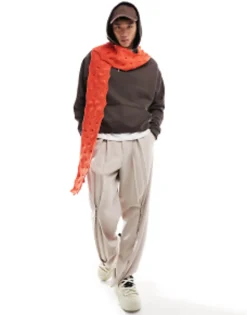 Scarves*DESIGN Warped Scarf In Warm Knit Orange