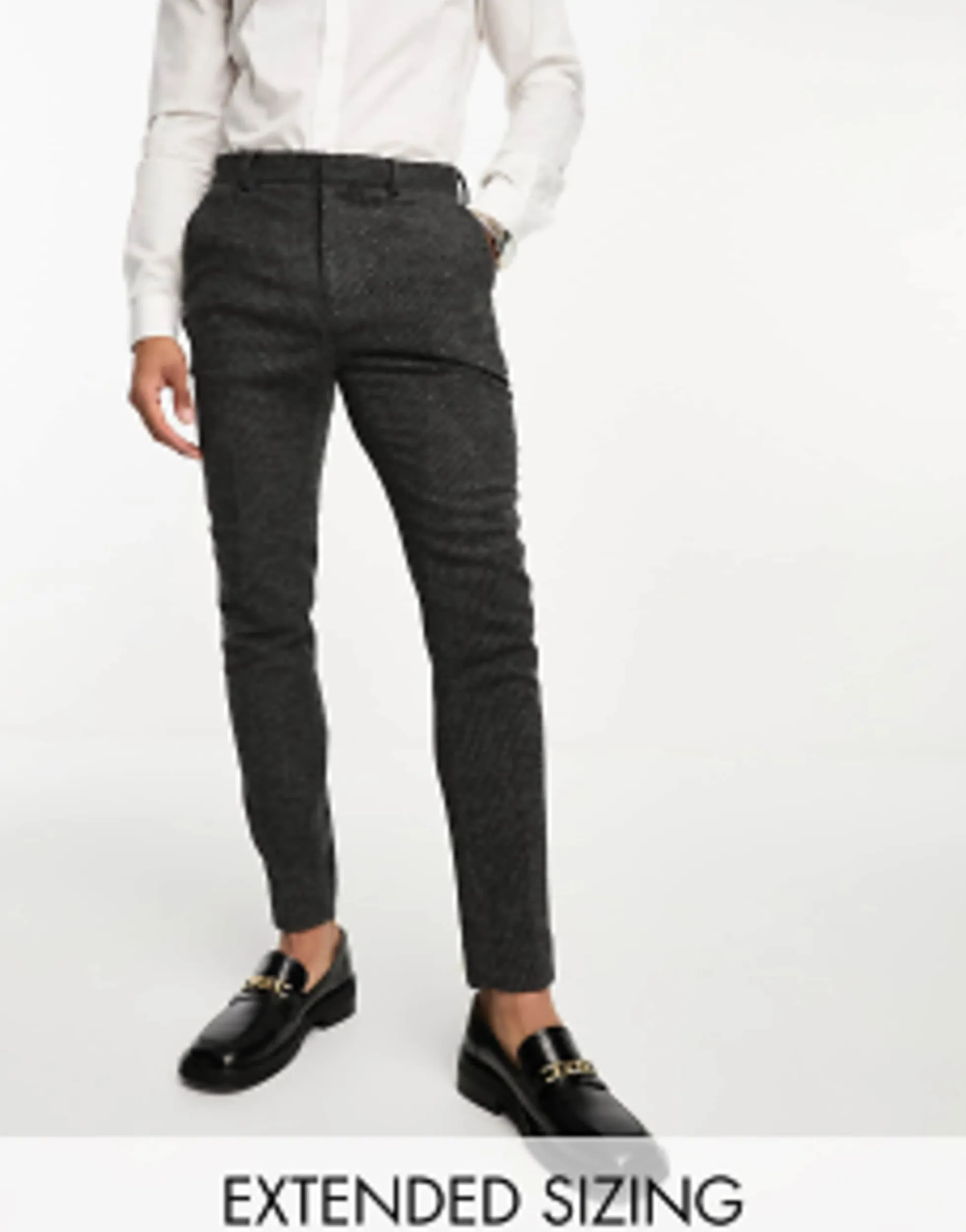 Suits & Tailoring*DESIGN Wedding Super Skinny Wool Mix Puppytooth Suit In Charcoal