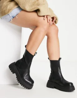 Chelsea Boots*DESIGN Wide Fit Adelaide Leather Chelsea Boots In Black Black Leather