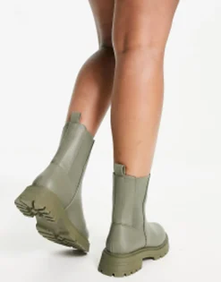 Chelsea Boots*DESIGN Wide Fit Alfie Chunky Chelsea Boots In Khaki