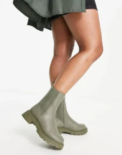 Chelsea Boots*DESIGN Wide Fit Alfie Chunky Chelsea Boots In Khaki