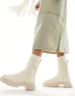 Chelsea Boots*DESIGN Wide Fit Alfie Chunky Chelsea Boots In Off-White Off White
