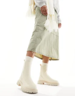 Chelsea Boots*DESIGN Wide Fit Alfie Chunky Chelsea Boots In Off-White Off White
