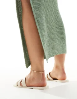 Flat Sandals*DESIGN Wide Fit Fame Woven Jelly Flat Sandals In Beige