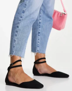 Flat Shoes*DESIGN Wide Fit Lift Ballet Flats In Black