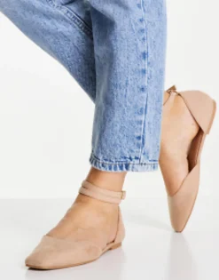 Flat Shoes*DESIGN Wide Fit Lift Ballet Flats In Beige