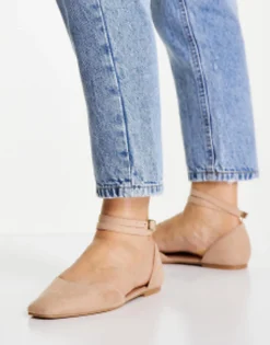 Flat Shoes*DESIGN Wide Fit Lift Ballet Flats In Beige