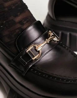 Loafers*DESIGN Wide Fit Magnus Chunky Loafers In Black