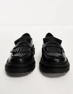 Loafers*DESIGN Wide Fit Majesty Chunky Fringe Loafer In Black