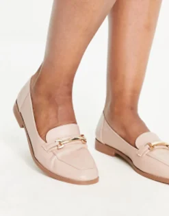 Loafers*DESIGN Wide Fit Verity Loafer Flat Shoes With Trim In Blush