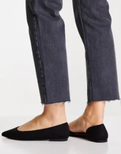 Flat Shoes*DESIGN Wide Fit Virtue D'Orsay Pointed Ballet Flats In Black