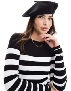 Hats*DESIGN Wool Beret With Improved Fit In Black