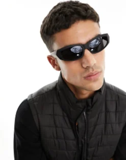 Sunglasses*DESIGN Wrap Around Racer Sunglasses In Matte Black