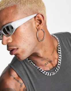 Sunglasses*DESIGN Wrap Around Racers Sunglasses In Silver