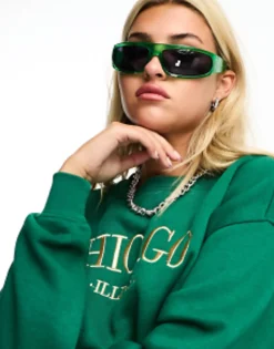 Sunglasses*DESIGN Wrap Visor Sunglasses In Crystal Green
